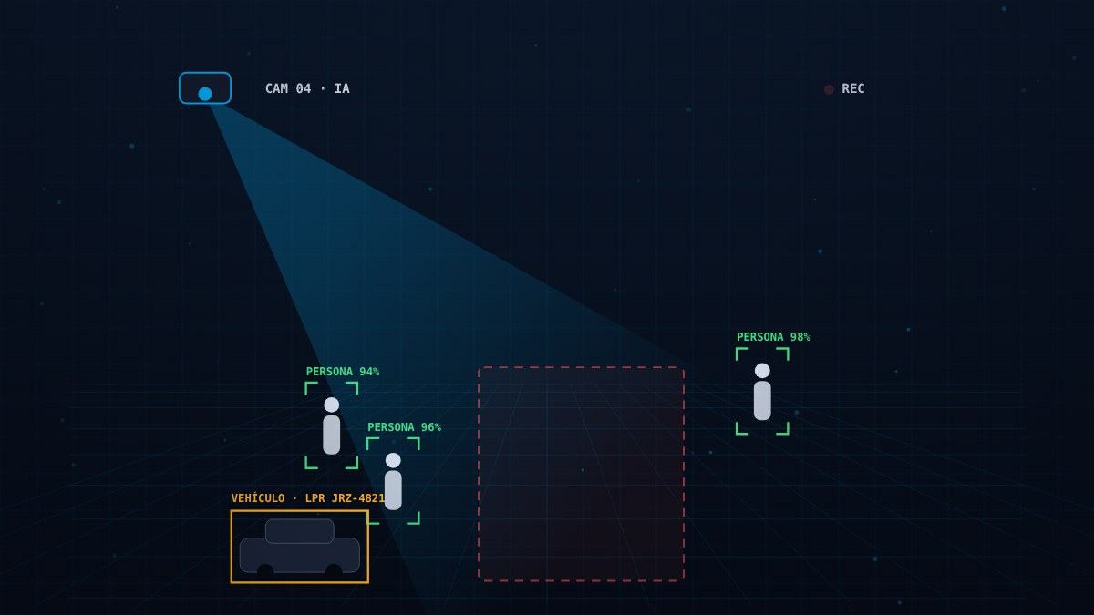 Esquema de videovigilancia inteligente y analíticos de IA